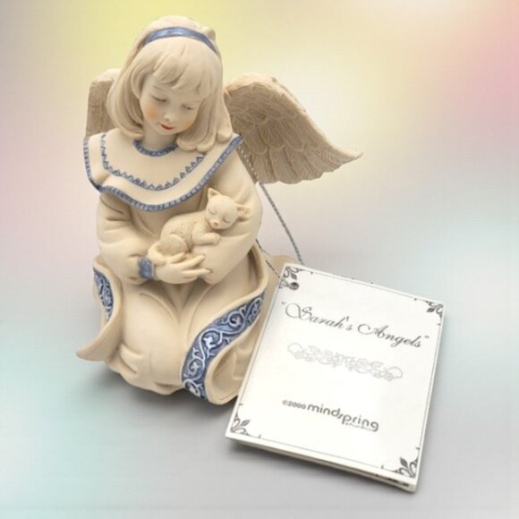 Sarah's Angels "Shelbi" 30869 Angel w/Sleeping Kitten Resin Statue Figurine - Picture 2 of 11